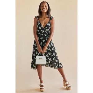 NWT Audrey Parks X Francesca's Blair Floral‎ Wrap Midi Dress Womens S Boho Flowy